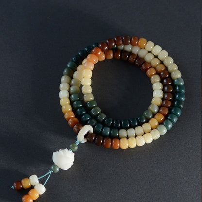 Candy Gradual Change Color Bodhi 108 Mala Beads Bracelet Lotus Bracelet