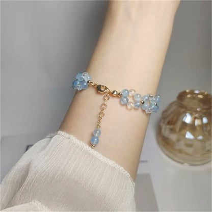 Stylish and Fresh Aquamarine Bracelet Double-layer Design White Crystal