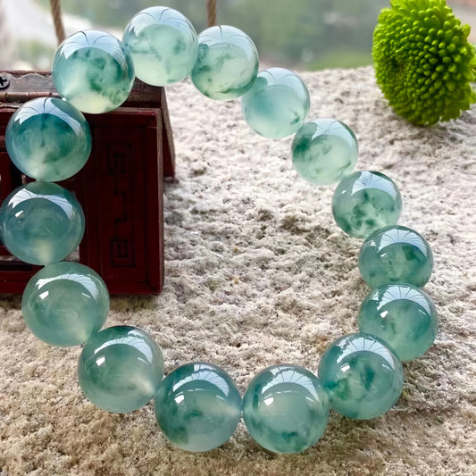 Natural Burmese Icy Green Floating Jade Bracelet