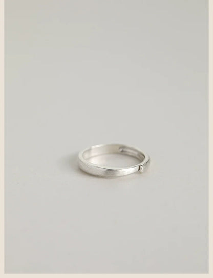 Minimalist Vintage Pure Silver Matte Couple Rings - Adjustable