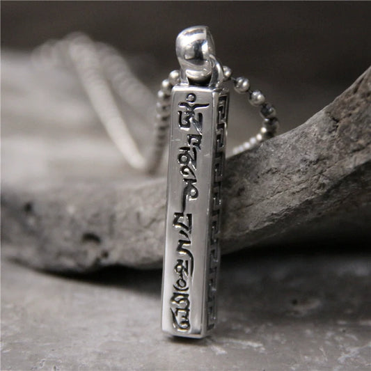 S925 Sterling Silver Sanskrit Six Character Mantra Pendant