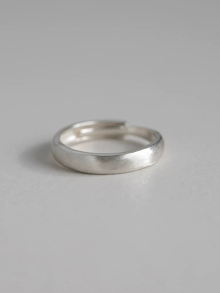 Minimalist Vintage Pure Silver Matte Couple Rings - Adjustable