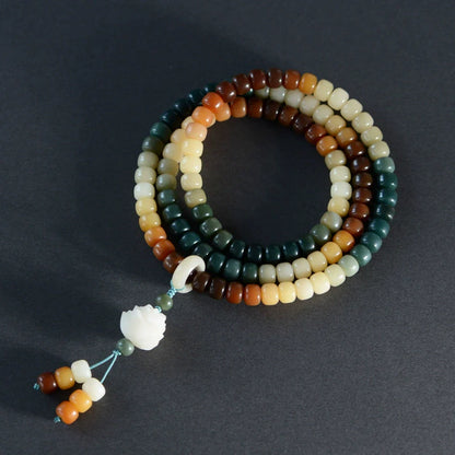 Candy Gradual Change Color Bodhi 108 Mala Beads Bracelet Lotus Bracelet