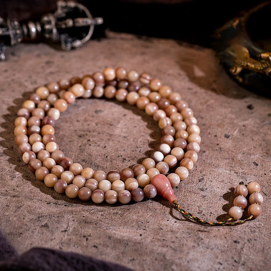 Natural Camel Bone Bracelet 108 Beads Mala for Yoga and Mindfulness