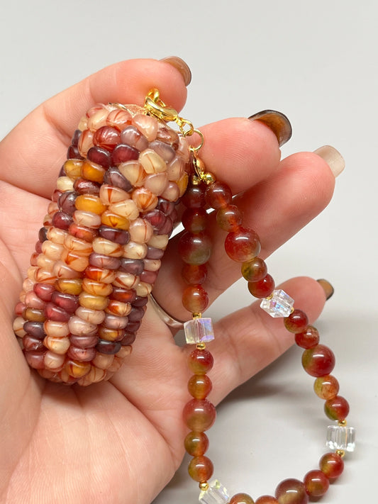 High-Transparency Gemstone Pink Blood Corn Ornament for Reducing Stress