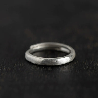 Minimalist Vintage Pure Silver Matte Couple Rings - Adjustable