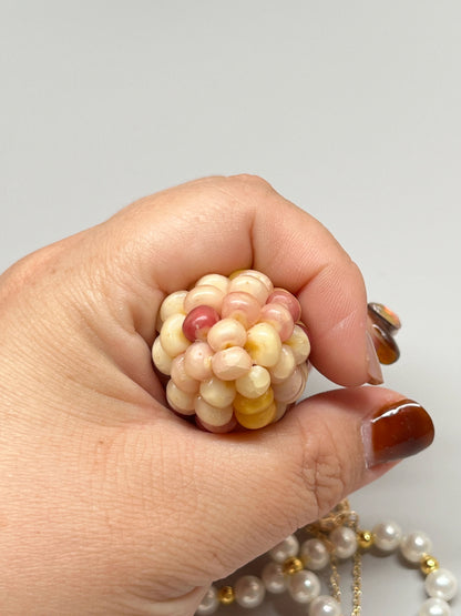 Pink and Yellow Crackle Jade Corn Ornament