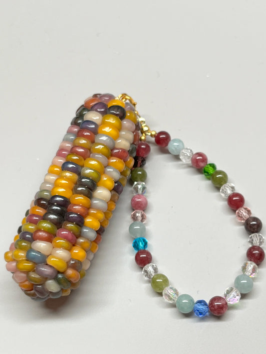 Multicolored Gemstone Corn Ornament for Mindfulness and Meditation