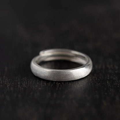 Minimalist Vintage Pure Silver Matte Couple Rings - Adjustable