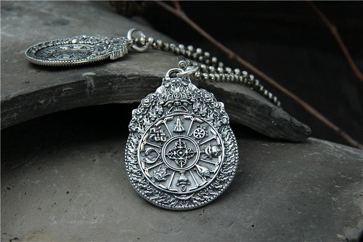 Sterling Silver S925 Vajra Pestle Zodiac Jiugong Pendant, Kirin Beast Gossip Pendant