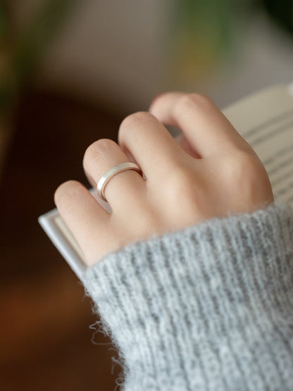 Minimalist Vintage Pure Silver Matte Couple Rings - Adjustable