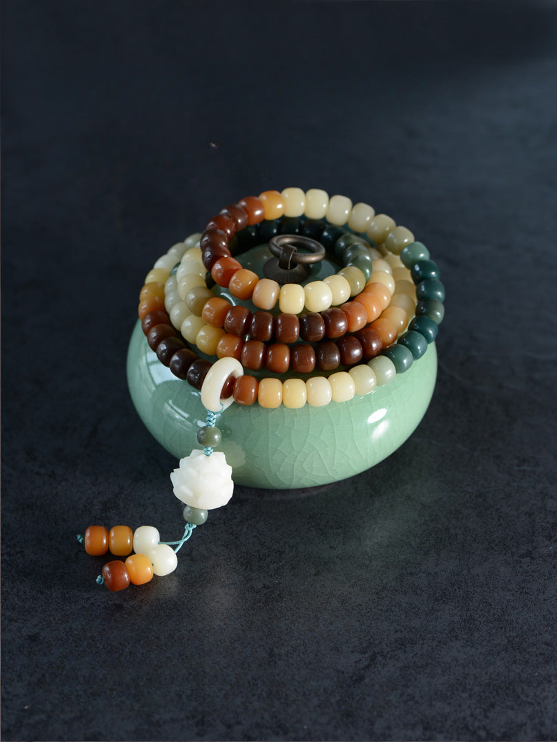 Candy Gradual Change Color Bodhi 108 Mala Beads Bracelet Lotus Bracelet