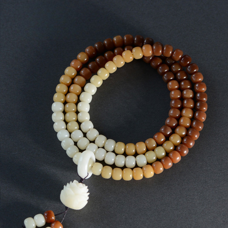 Candy Gradual Change Color Bodhi 108 Mala Beads Bracelet Lotus Bracelet